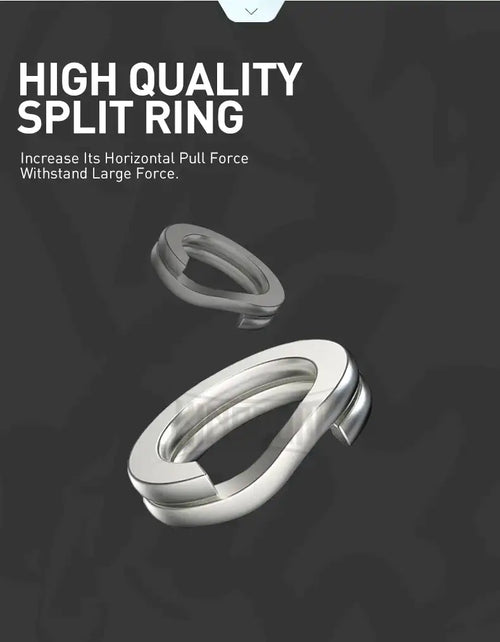 Metal split ring accessory for fishing lures, silver coil rings.