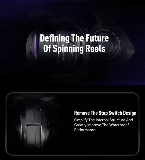 Black saltwater spinning reel with ergonomic body and smooth arm silhouette
