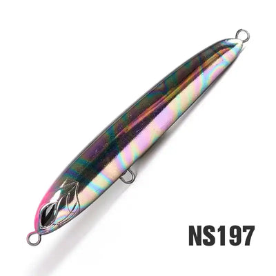 NOEBY pencil fishing lure NS197 iridescent multicolor body with two treble hooks