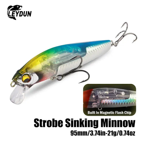 LEYDUN Sinking Sea Bass Fishing Lures Baits 95mm 21g Minnow Lures with Flash Blade Hard lure Good Action Wobblers Tackle Pike -  - Cast N Go