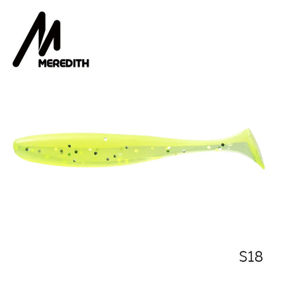Lime green silicone fishing lure with speckled body, T-tail swimbait wobbler