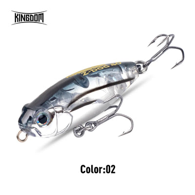 Floating pencil topwater fishing lure, silver chrome body with treble hooks