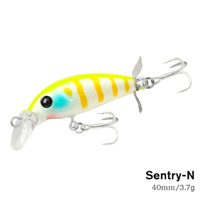Sinking minnow fishing lure, 40mm 3.7g, neon yellow-green body with blue stripes