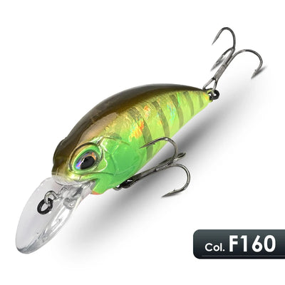 MEREDITH JERK floating crankbait, olive green with black top stripe, 2 treble hooks
