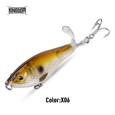Floating hard fishing lure, honey gold body with white belly and treble hooks