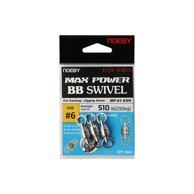 noeby Max Power BB swivel pack, size #6, stainless steel welded solid rings (3 pcs)