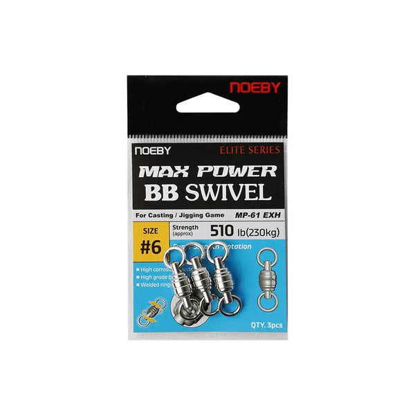 noeby Max Power BB swivel pack, size #6, stainless steel welded solid rings (3 pcs)