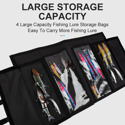 LEYDUN Swimbait Wrap Bag – Fits Up To 12" Baits | 4 Dual-Access Hybrid Pockets | Soft & Hard Lures | Green / Black
