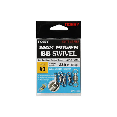 noeby Max Power BB swivel pack, size #3, stainless steel welded solid rings (4 pcs)
