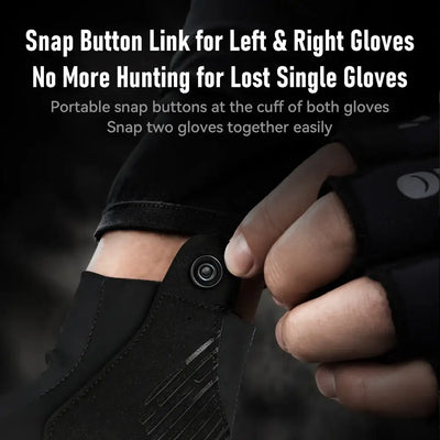 Black half-finger ice silk fishing gloves with snap button wrist closure