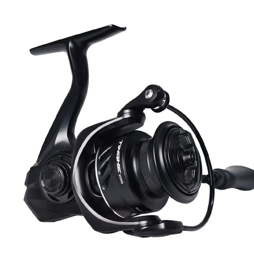 SEASIR black spinning fishing reel with curved bail arm and front spool