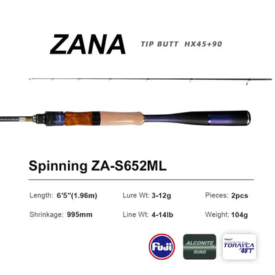 Purelure Zana Premium Lure Rod – Fuji Alconite & SiC | Spinning & Casting | L to H | 6'5" to 7'0"