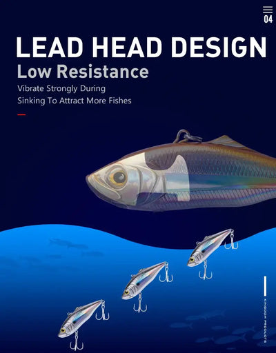 Fishing lure, silver-blue body with holographic sheen, with treble hook