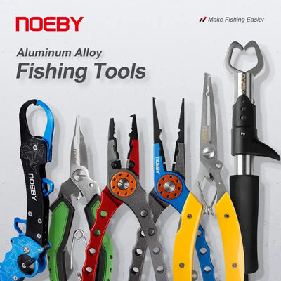 Noeby fishing tools set with blue collapsible fish lip grip and multi-tools