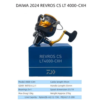 Daiwa Revros CS LT Spinning Reel (2024) – LT Platform | Size 1000 to 6000 | Freshwater Inshore