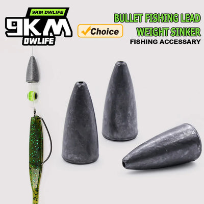9KM DWLIFE Bullet Sinker 10pc – Lead | 5–20g | Texas Rig & Carolina Rig | Bass Bream