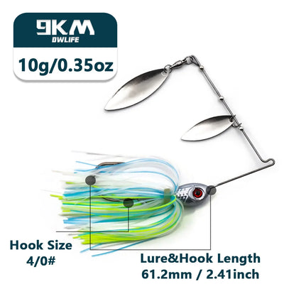9KM DWLIFE Spinnerbait – Double Willow Blade | Ball Bearing | 10g & 14g | Bass Barramundi Golden Perch