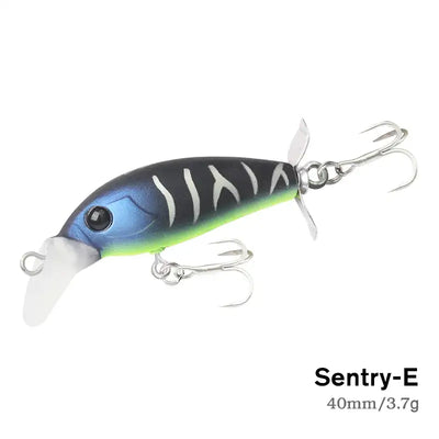 Sinking minnow fishing lure, 40mm 3.7g, blue with green accents and white stripes