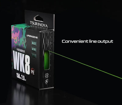 Braided fishing line retail box with green line artwork