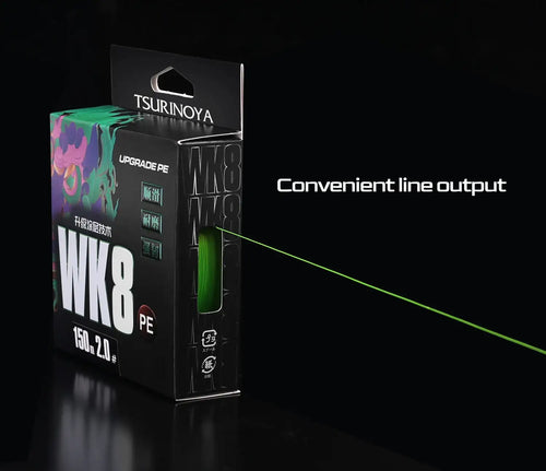 Braided fishing line retail box with green line artwork