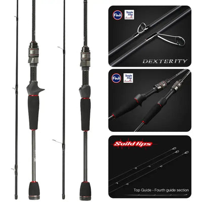 Two-section ultralight spinning rod with black foam grips and silver reel seat