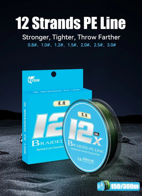 LEYDUN Micro Hot Fishing Lines 12 Strands Braided PE 150m 300m Japan Smooth Multifilament Line Sea Fishing Carp Fly Wire Tool -  - Cast N Go