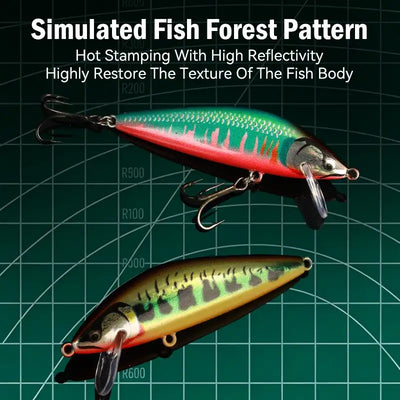 Leydun sinking minnow jerkbait lures 55mm 4.7g and 75mm 10.5g in metallic green red and gold black colors