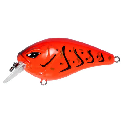 Hot orange floating crankbait lure with black stripes, lip, and treble hook