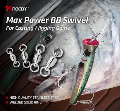 Stainless steel Max Power BB swivel with welded solid rings and fishing bait