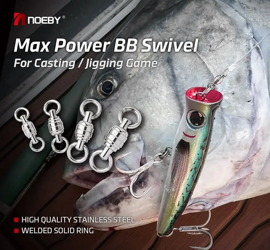 Stainless steel Max Power BB swivel with welded solid rings and fishing bait