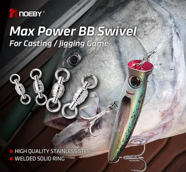 Stainless steel Max Power BB swivel with welded solid rings and fishing bait