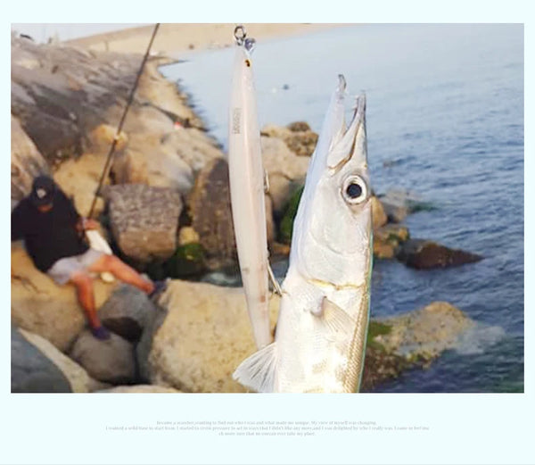 Two caught fish with attached artificial swimbait lures on hooks