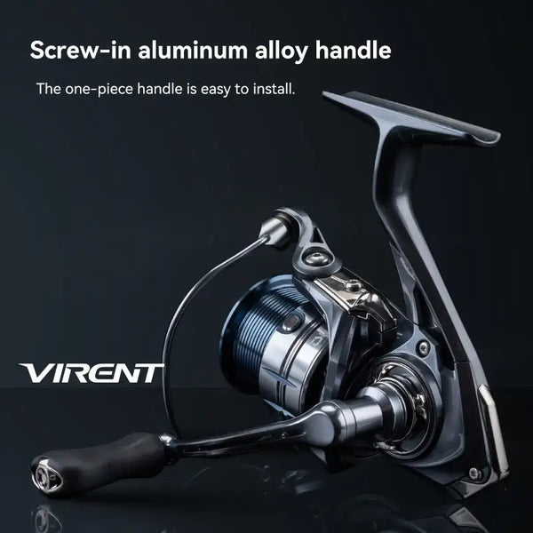 Spinning fishing reel with screw-in aluminum alloy handle and metal crank