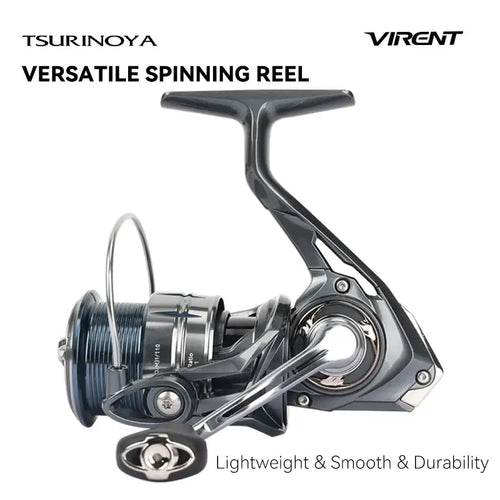 Black and silver spinning fishing reel with long-cast line spool and handle