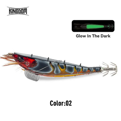 Sinking shrimp jig lure, color 02: dark blue with orange belly and luminous green stripe