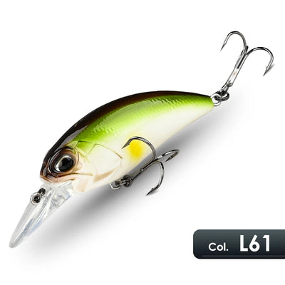 MEREDITH JERK floating crankbait, lime green back with pale yellow belly, 2 treble hooks