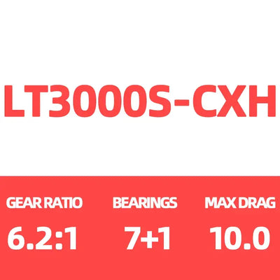LT3000S-CXH spinning reel: gear ratio 6.2:1, bearings 7+1, max drag 10.0