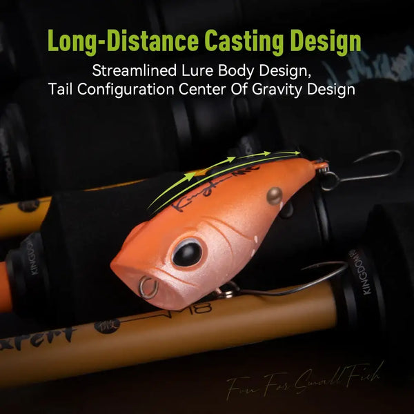 Orange floating crankbait lure with black treble hooks and metal split rings.