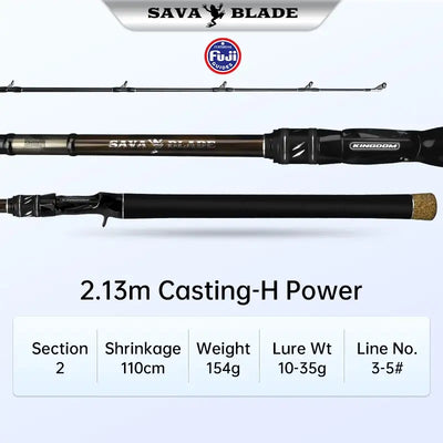 Kingdom Sava Blade Casting Fishing Rod | 2-Piece 30T Carbon