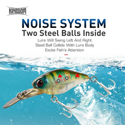 Slow-sinking minnow crankbait with green-yellow scales, red eye, and treble hook