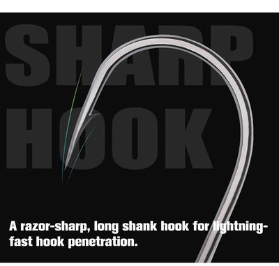 Long shank razor-sharp hook for fast penetration on a buzzbait