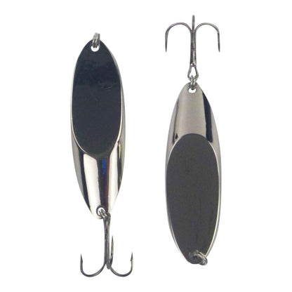 Chrome Kaster jig lure pair with dark blade, treble hooks