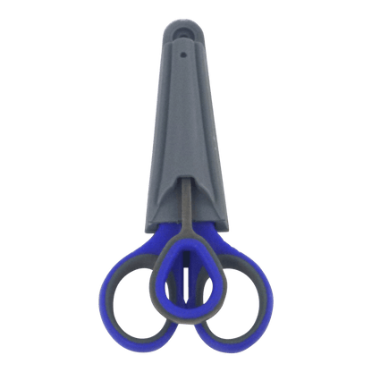 Fishing hook remover tool with blue loops and gray blade housing