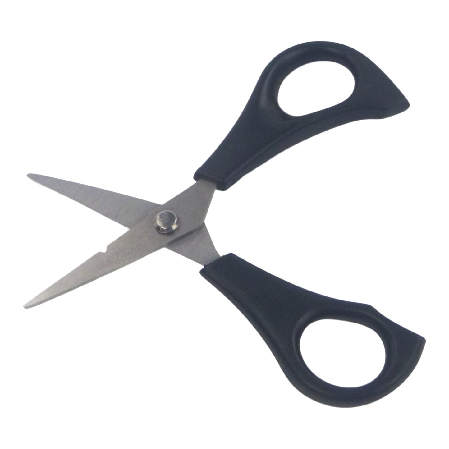 Fishing line scissors with stainless steel blades and dark blue grips