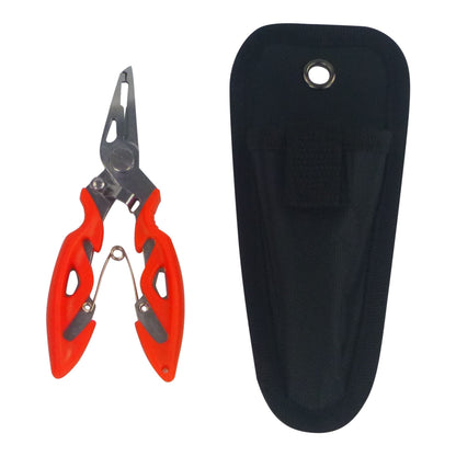 Split ring pliers with orange handles, black jaws, and hanging pouch