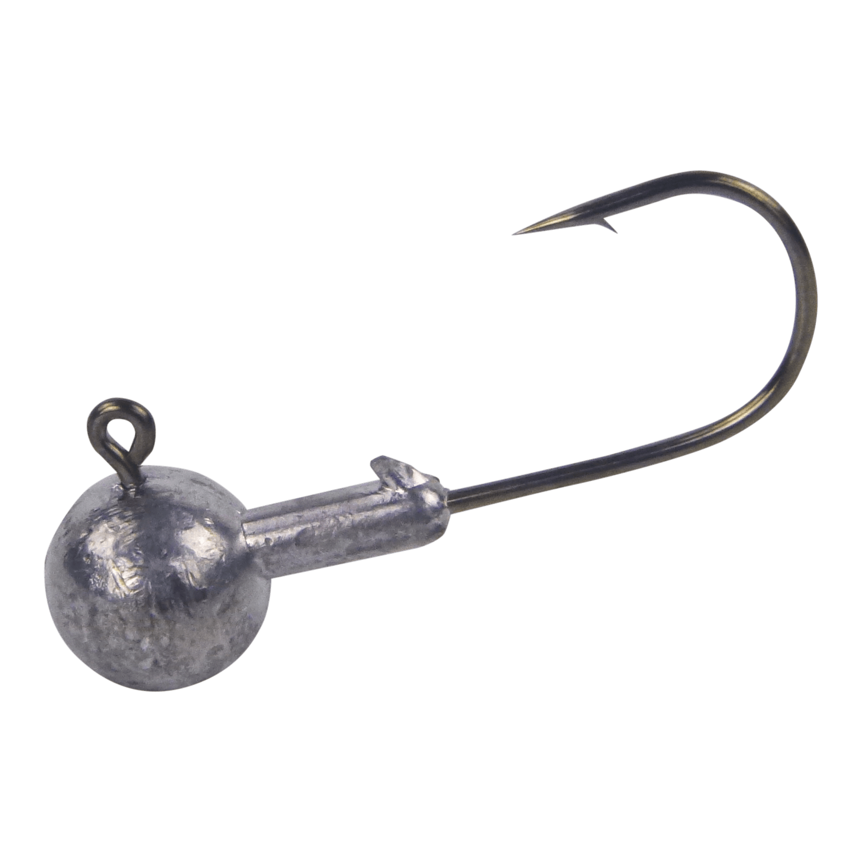 Round metal-gray jig head with #1 hook