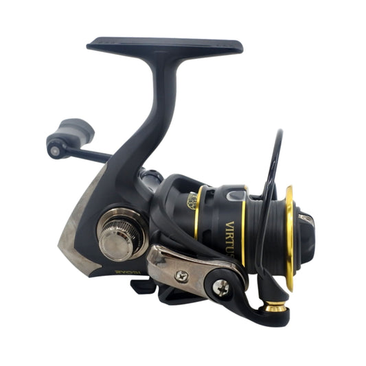 Ryobi Virtus 3000 spinning reel with black body, gold spool accents, right handle