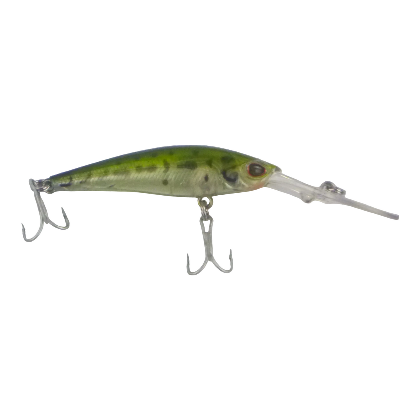 Olive camo diving fishing lure, 2 treble hooks and diving lip